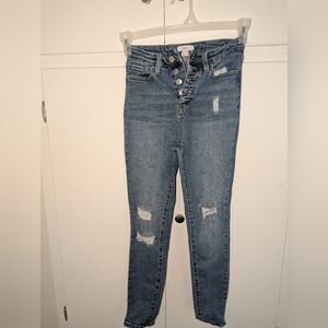 Distressed Blue Jeans
